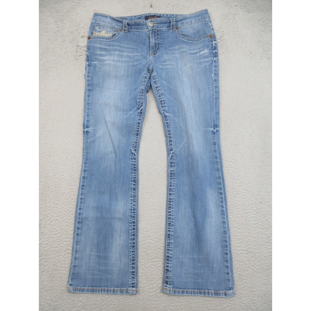 Seven7 Y2K Western Bootcut Jeans Womens 14 Blue Boho Cowgirl Rodeo Festival
